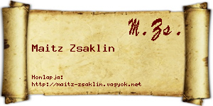 Maitz Zsaklin névjegykártya